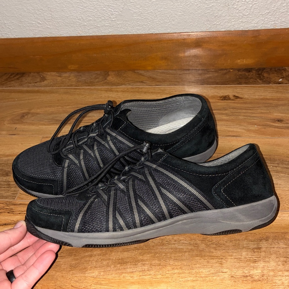 Dansko Honor Black Suede Sneakers - womens size 40W (9.5W/10W)